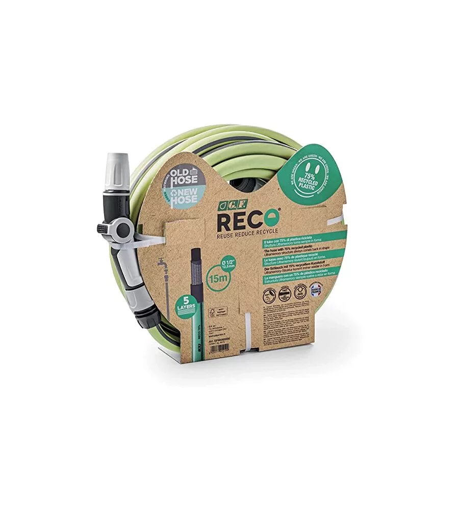 KIT TUBO DI IRRIGAZIONE ECO IN MATERIALE RICICLATO ULTRAMEMORY LIME 15 METRI 5/8" - G.F.
