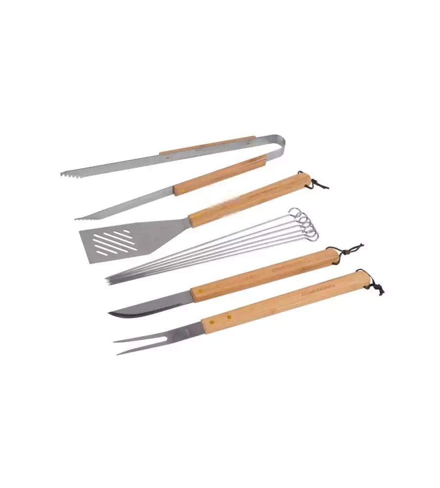 SET UTENSILI PER BARBECUE CON MANICO IN LEGNO E BORSA IN TESSUTO - CAMPINGAZ