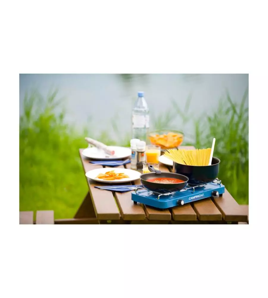 FORNELLO A GAS "BASE CAMP" CON 2 FUOCHI, 43X24X8 CM - CAMPINGAZ