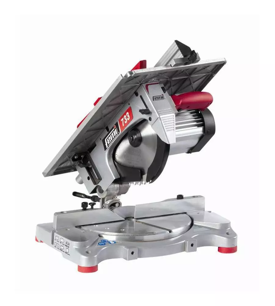 TRONCATRICE PER LEGNO E ALLUMINIO "733"  CON MOTORE AD INDUZIONE E DIAMETRO LAMA 254 MM, 1300 W - FEMI