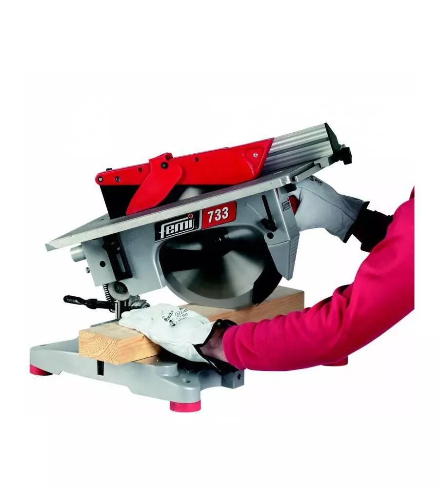 TRONCATRICE PER LEGNO E ALLUMINIO "733"  CON MOTORE AD INDUZIONE E DIAMETRO LAMA 254 MM, 1300 W - FEMI
