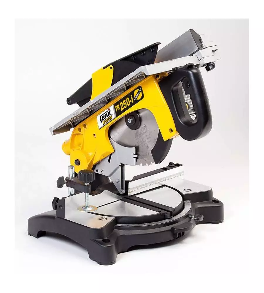 TRONCATRICE PER LEGNO E ALLUMINIO "TR250i DOUBLE CUT" CON PIANO SUPERIORE E DIAMETRO LAMA 250 MM, 1200 W - FEMI