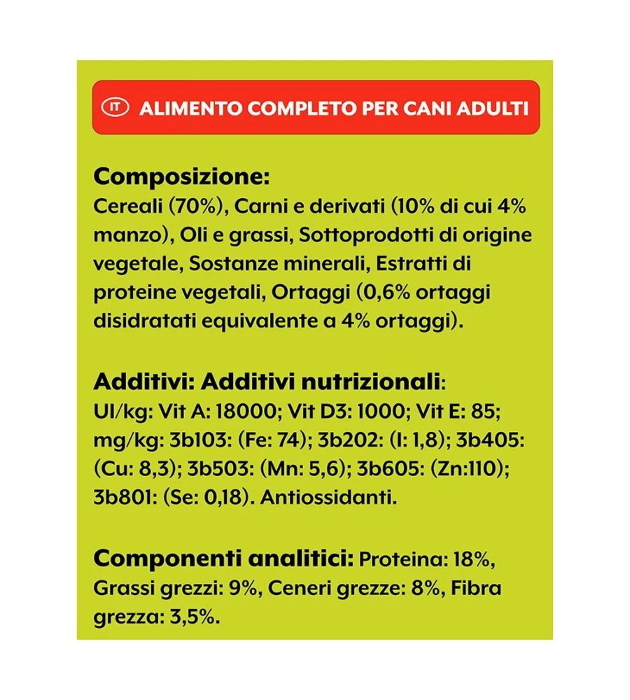 CROCCHETTE PER CANI PURINA FRISKIES ADULTO DI TUTTE LE TAGLIE CON MANZO, CEREALI E VERDURE 12 KG