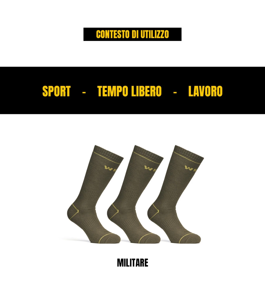 6 PAIA CALZA CORTA INVERNALE DA LAVORO ANTI-INFORTUNISTICA "WRK06" COLORE VERDE MILITARE, TG 39/42 - WRK