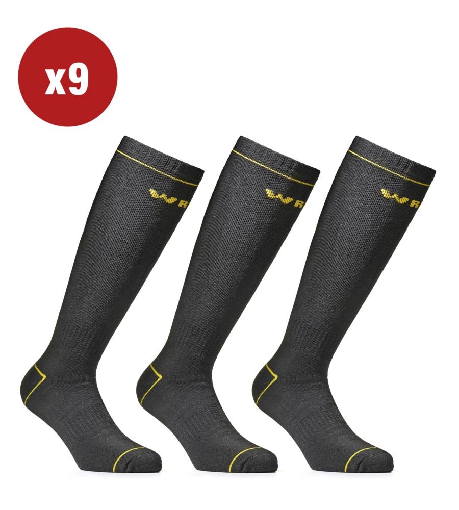 9 PAIA CALZA LUNGA INVERNALE DA LAVORO ANTI-INFORTUNISTICA "WRK08" COLORE NERO, TG 39/42 - WRK