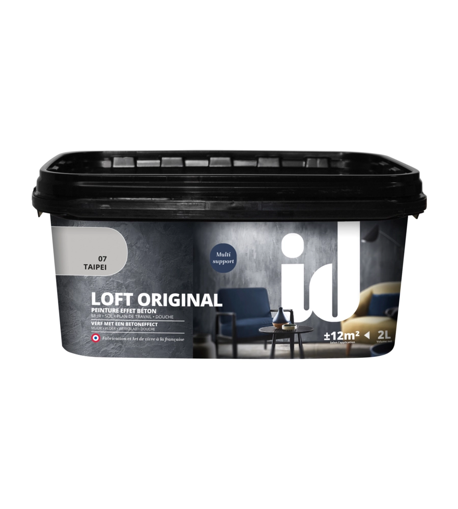 VERNICE PITTURA DECORATIVA LOFT ORIGINAL EFFETTO CEMENTO, COLORE GRIGIO - 2 LT