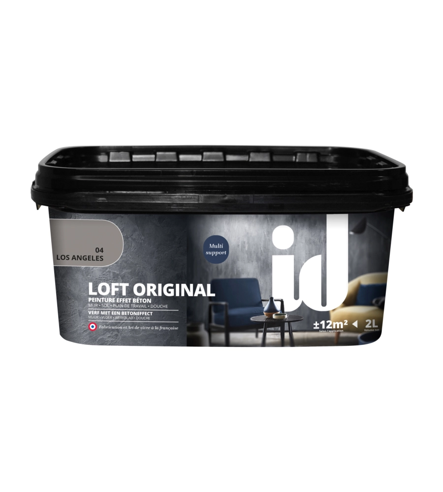 VERNICE PITTURA DECORATIVA LOFT ORIGINAL EFFETTO CEMENTO, COLORE GRIGIO - 2 LT