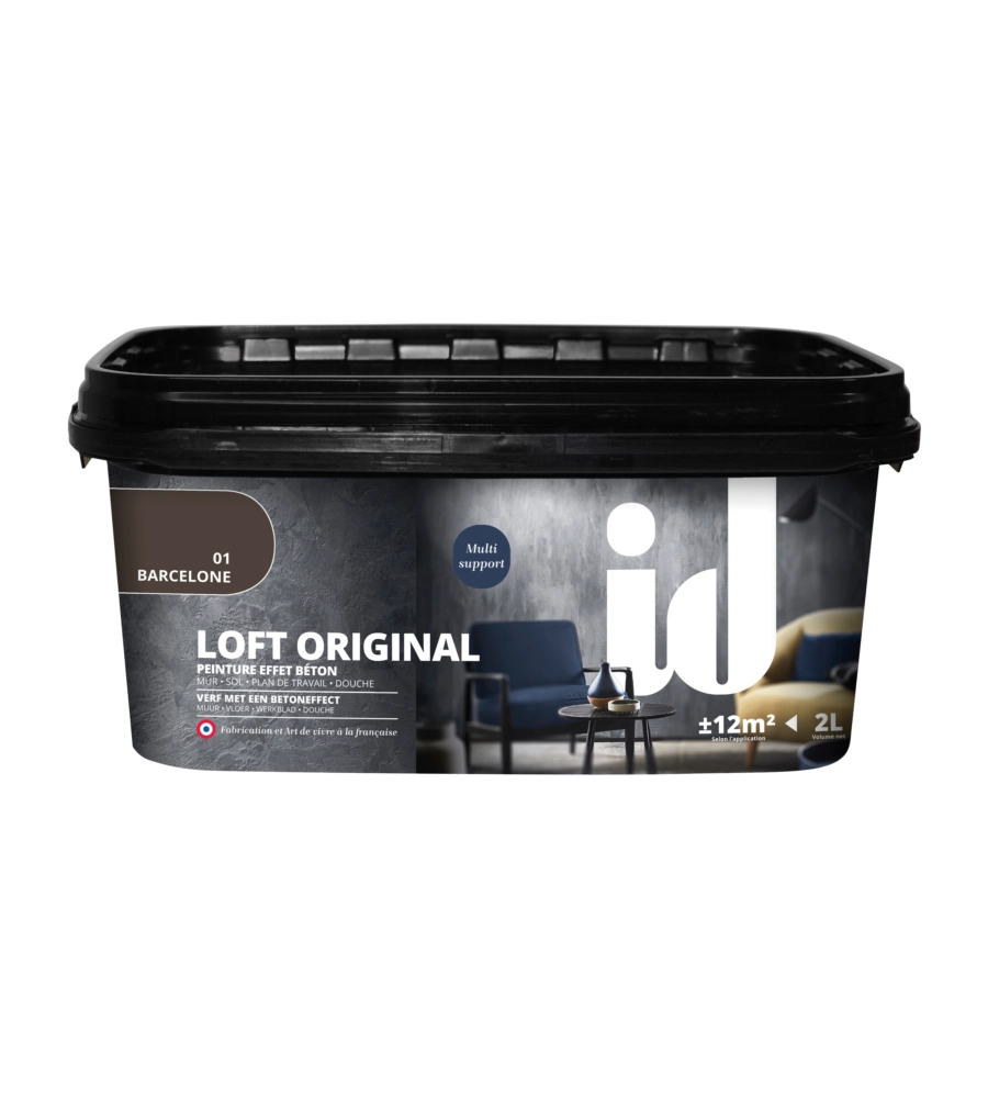 VERNICE PITTURA DECORATIVA LOFT ORIGINAL EFFETTO CEMENTO, COLORE MARRONE- 2 LT