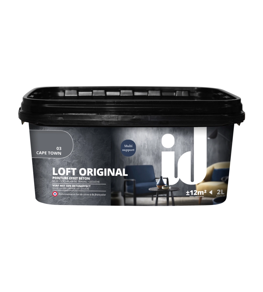 VERNICE PITTURA DECORATIVA LOFT ORIGINAL EFFETTO CEMENTO, COLORE GRIGIO - 2 LT