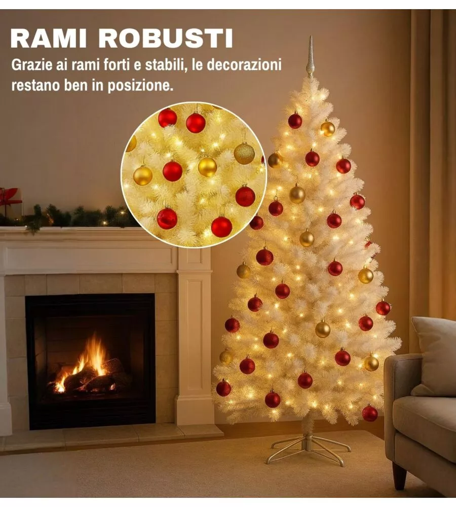 ALBERO DI NATALE ARTIFICIALE XMAS JOY "NEVE" BIANCO 180 CM