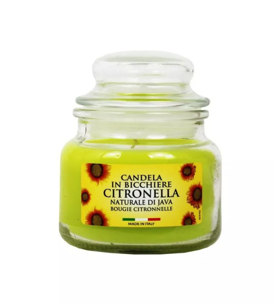 GIARA PICCOLA IN VETRO "CAPRI" CON CANDELA ALLA CITRONELLA