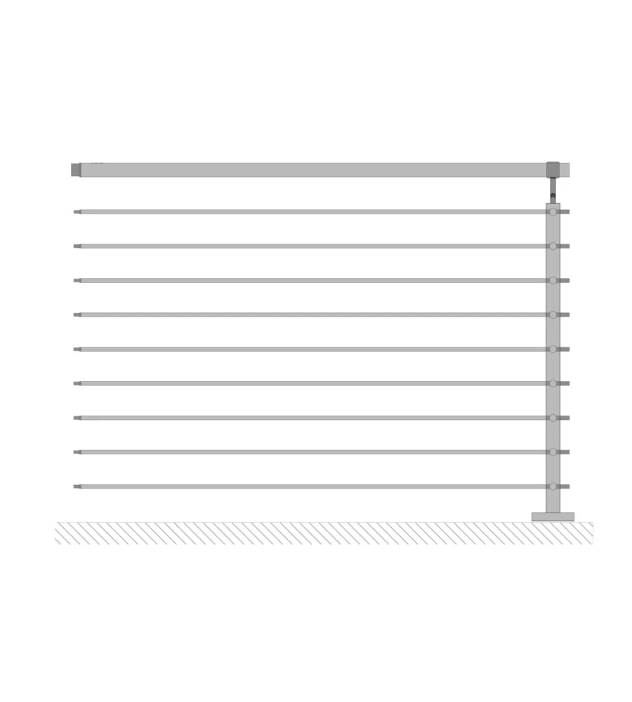 PARAPETTO MODULARE CERTIFICATO IN ACCIAIO INOX AISI 304 CON FISSAGGIO A PAVIMENTO, 150 CM - KIT INTERMEDIO A2.
