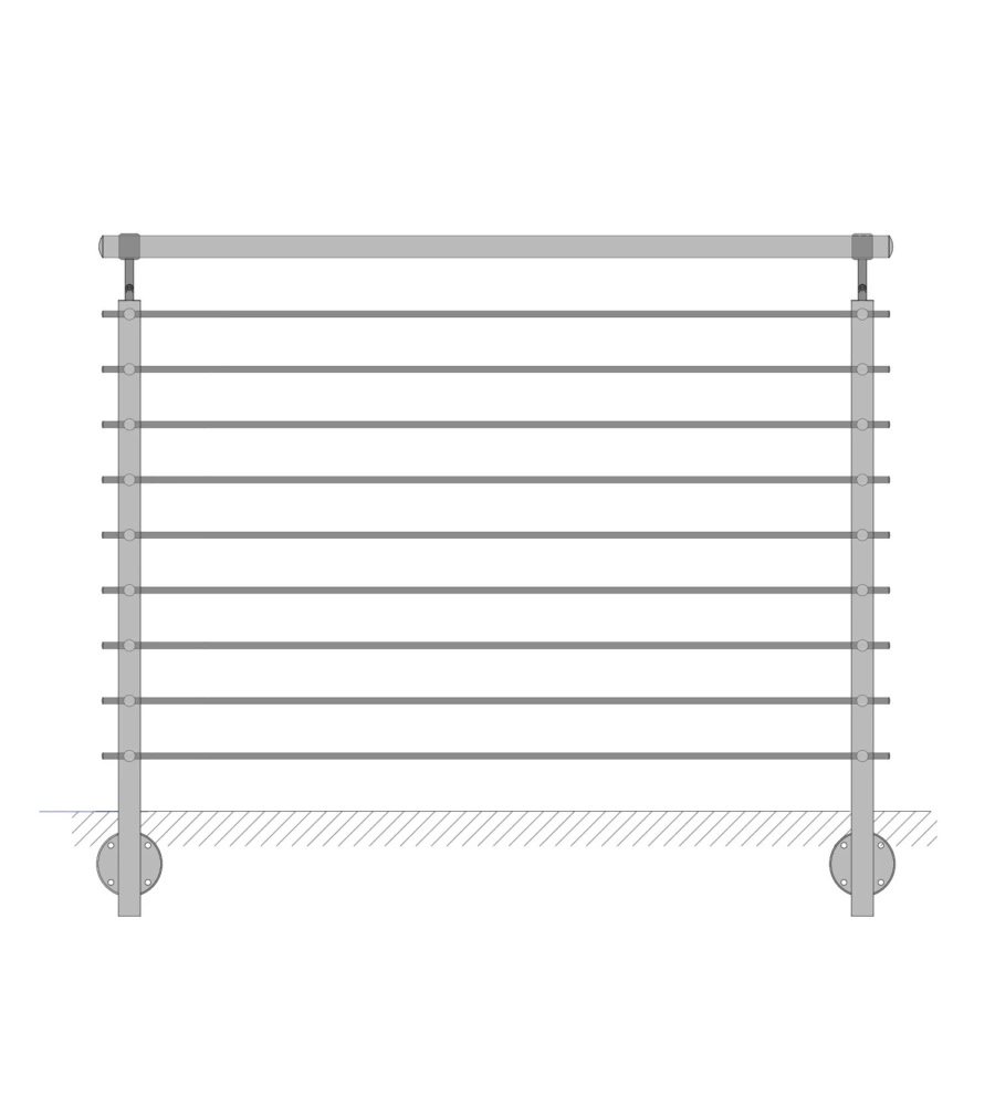 PARAPETTO MODULARE CERTIFICATO IN ACCIAIO INOX AISI 304 CON FISSAGGIO A PARETE, 150 CM- KIT COMPLETO B1