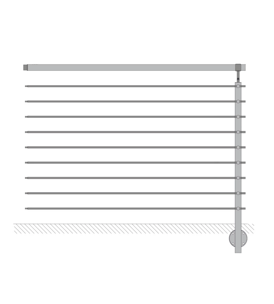 PARAPETTO MODULARE CERTIFICATO IN ACCIAIO INOX AISI 304 CON FISSAGGIO A PARETE, 150 CM- KIT INTERMEDIO B2