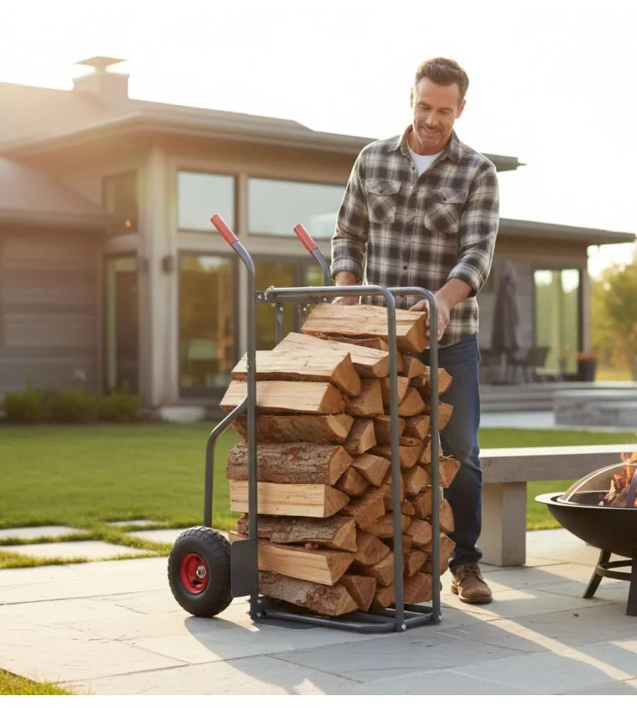 CARRELLO PORTA LEGNA CON RUOTE GONFIABILI PORTATA 250 KG