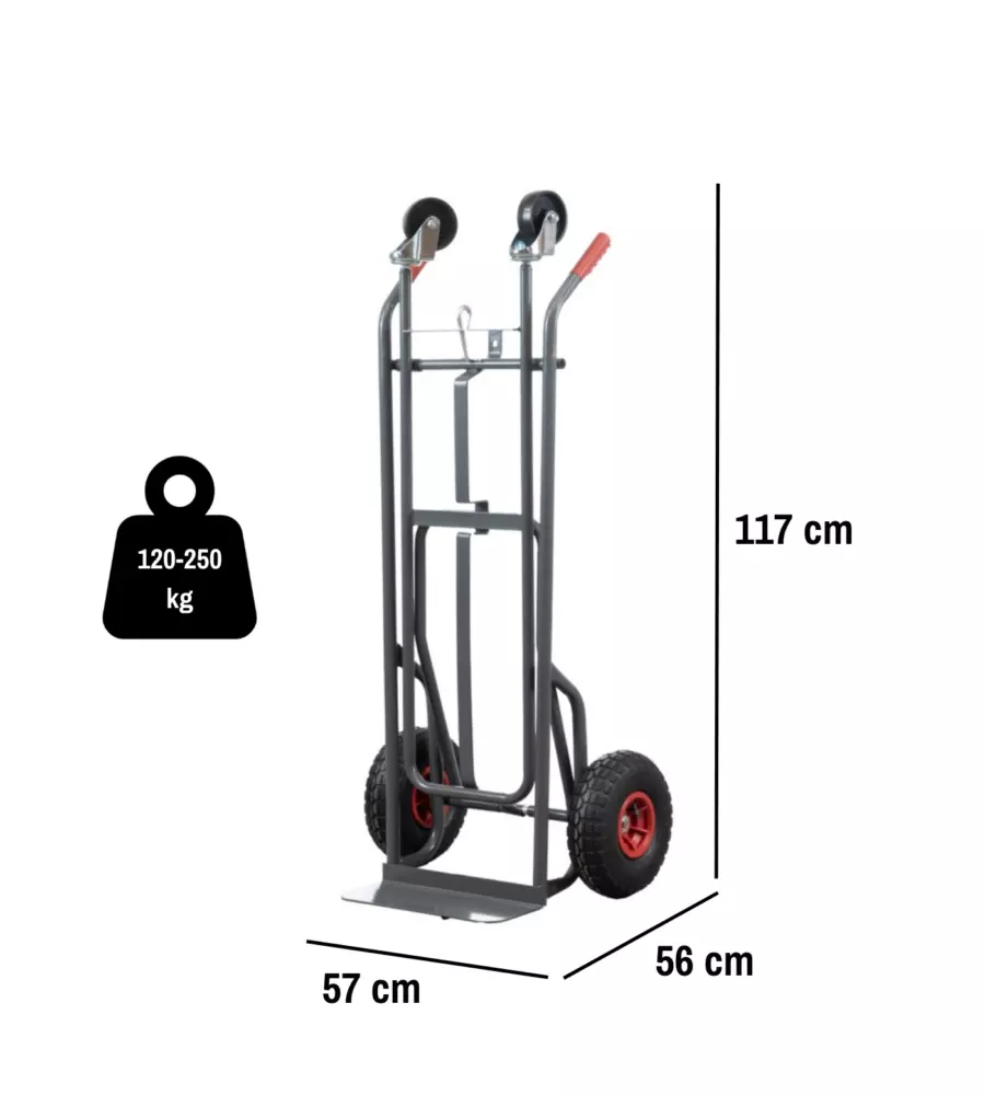 CARRELLO PORTALEGNA A 2 POSIZIONI EUROGARDEN IN METALLO VERNICIATO PORTATA 250 KG 57X56X117 CM
