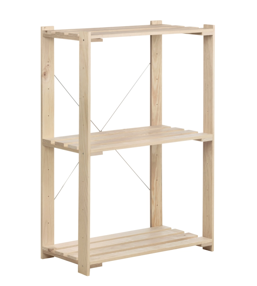 SCAFFALE "NOVA" CON 3 PIANI REGOLABILI IN LEGNO DI PINO, 76,5X38,5X110 CM