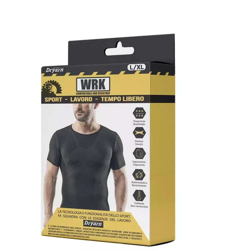 1 PEZZO T-SHIRT UOMO TECNICA "WRK301" COLORE NERO, TG S/M - WRK