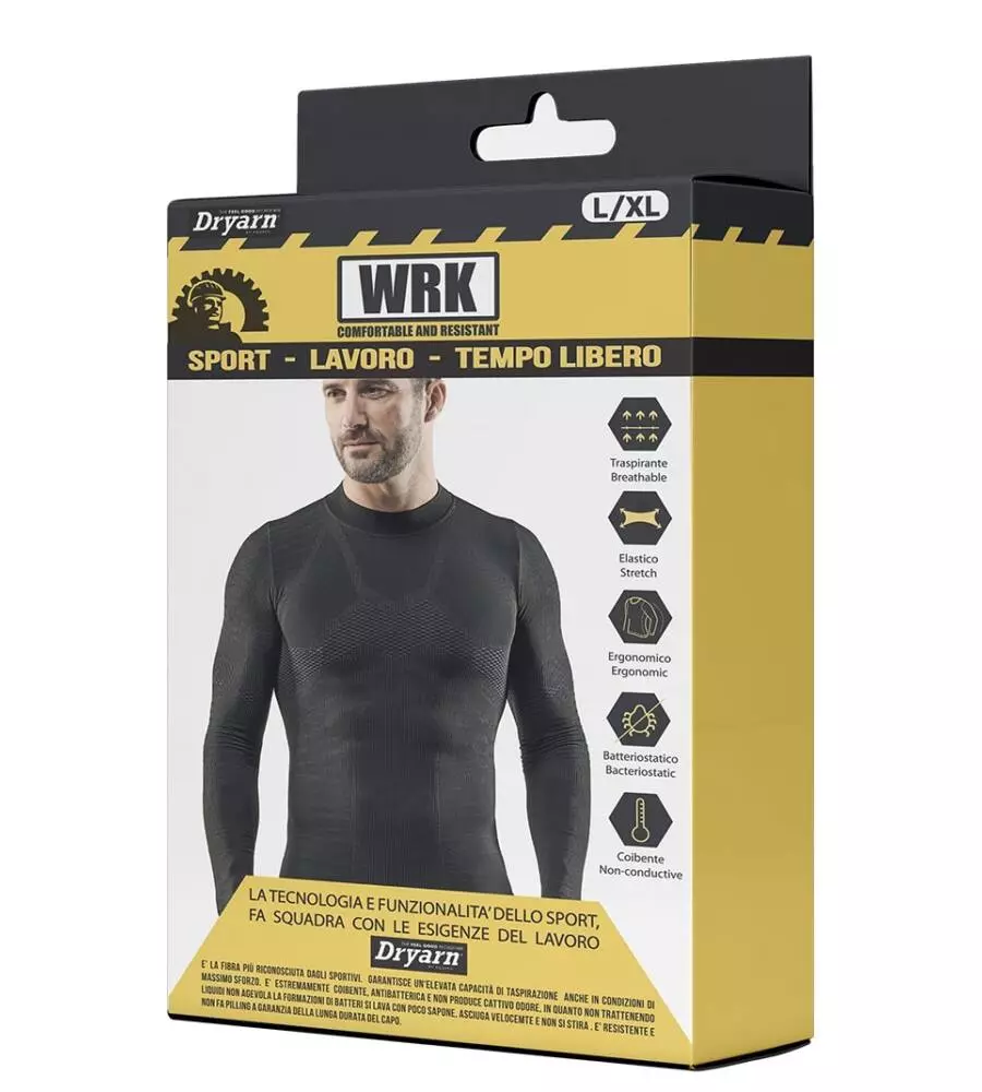 1 PEZZO MAGLIA TECNICA "WRK302" NERA CON COLLO A LUPETTO, TG S/M - WRK
