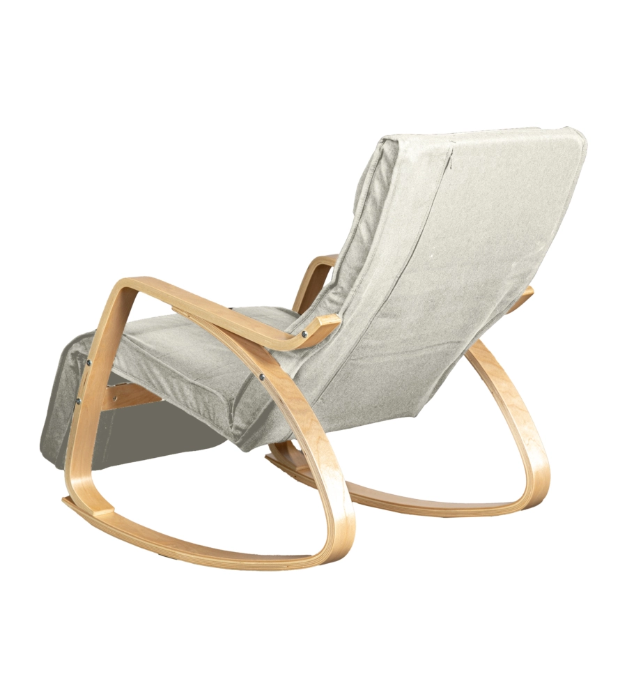 SEDIA A DONDOLO "DIANA" IN LEGNO CON CUSCINI BIANCHI, 67X127X90 CM
