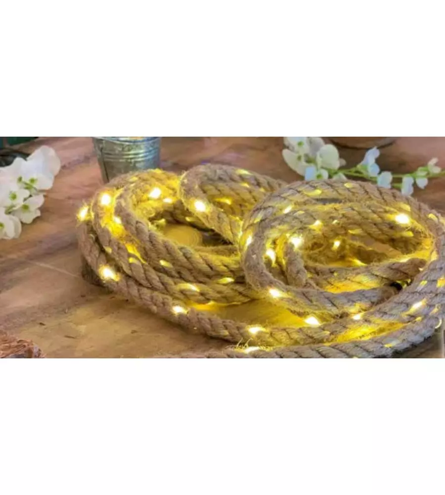 CORDA DECORATIVA ELETTRICA CON GOCCE LED A LUCE BIANCA CALDA, 5 METRI
