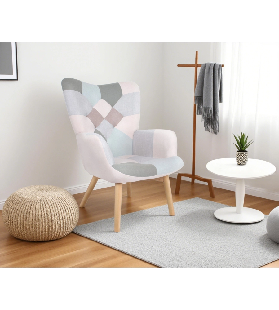 POLTRONA BELLAHOME "PATCH" CON BRACCIOLI MULTICOLORE 68X76X98 CM