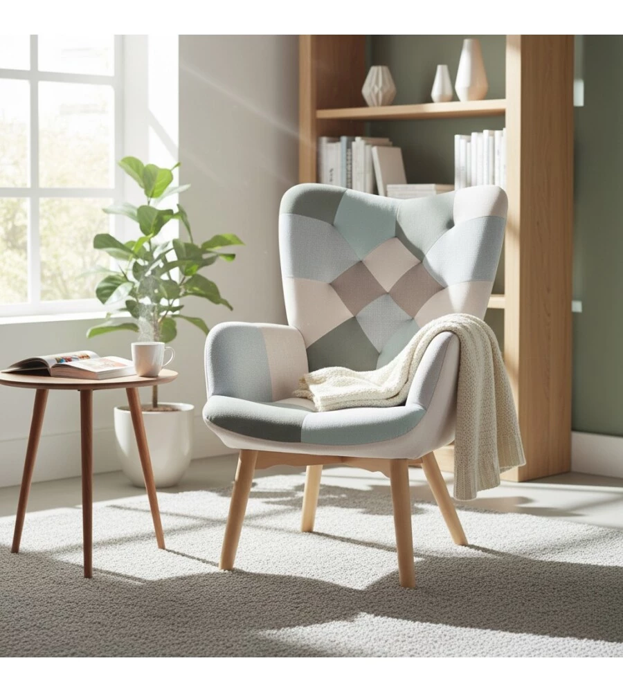 POLTRONA BELLAHOME "PATCH" CON BRACCIOLI MULTICOLORE 68X76X98 CM