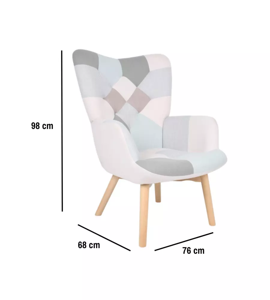 POLTRONA BELLAHOME "PATCH" CON BRACCIOLI MULTICOLORE 68X76X98 CM