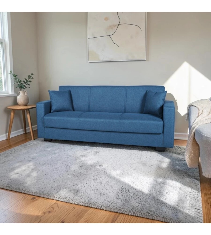 DIVANO LETTO "AFRODITE" 3 POSTI IN TESSUTO BLU 212X80X87 CM