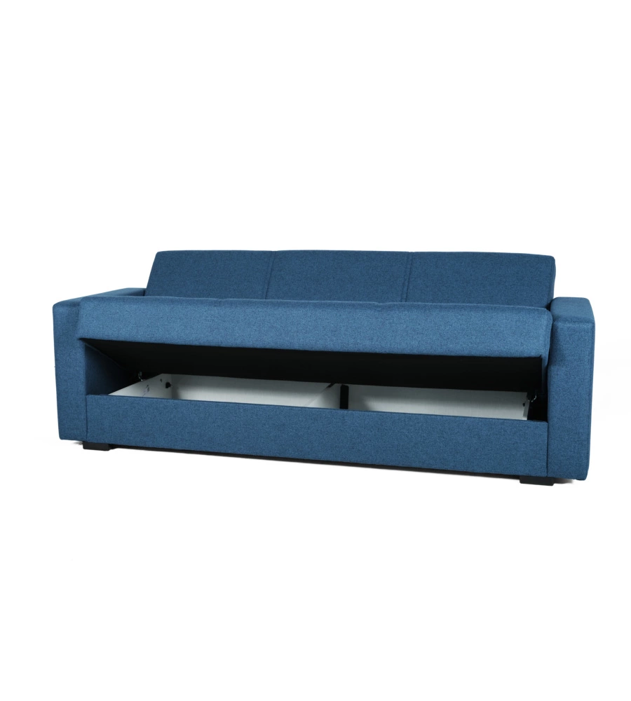 DIVANO LETTO "AFRODITE" 3 POSTI IN TESSUTO BLU 212X80X87 CM