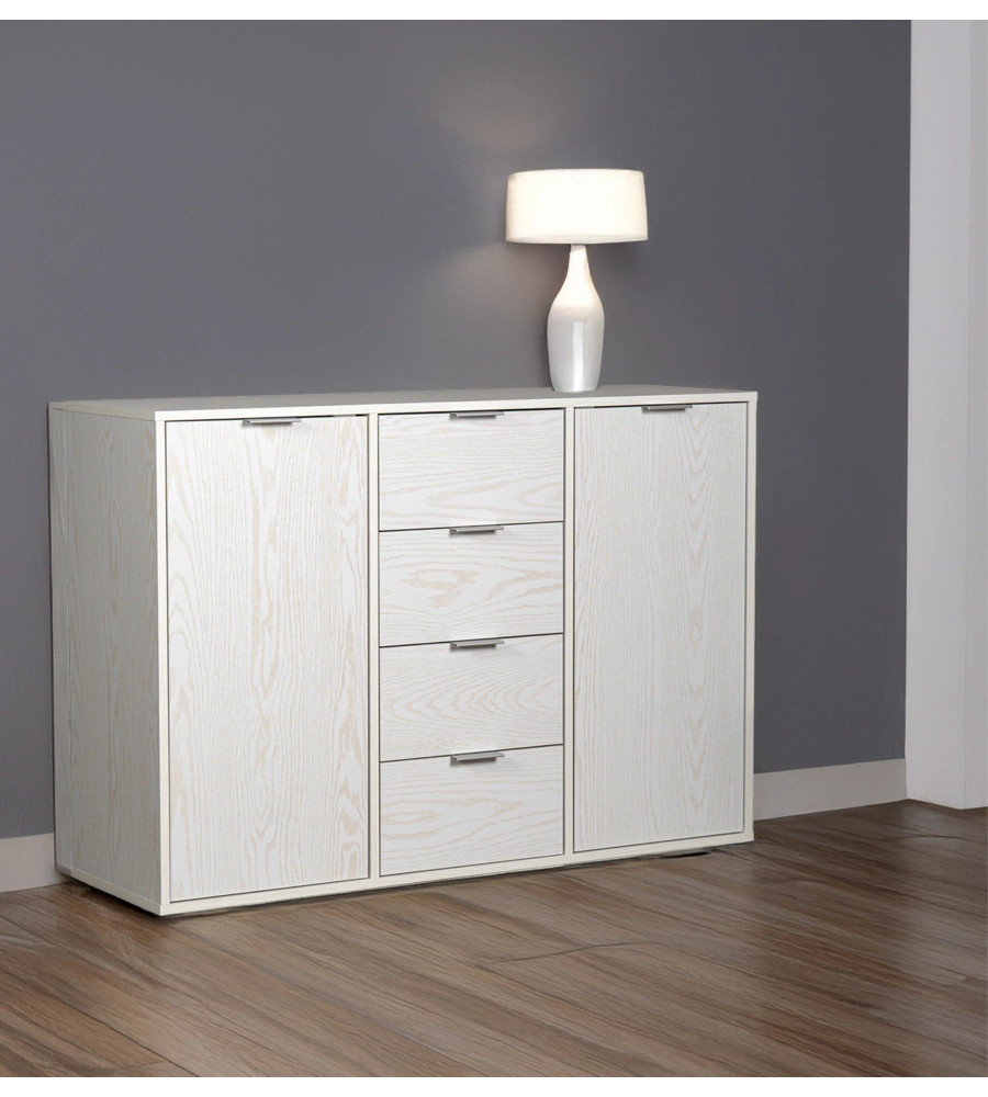 MADIA 2 ANTE E 4 CASSETTI BELLAHOME "KRISTY" BIANCO VENATO 116X35X80 CM