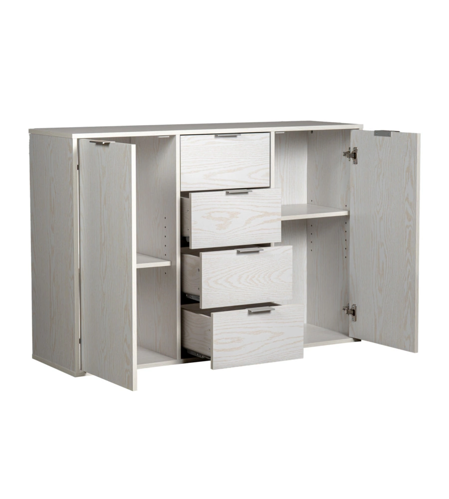 MADIA 2 ANTE E 4 CASSETTI BELLAHOME "KRISTY" BIANCO VENATO 116X35X80 CM