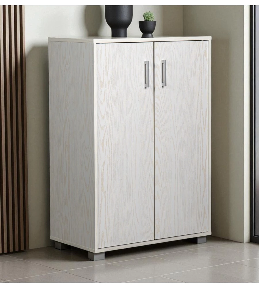 ARMADIO 2 ANTE BATTENTI BELLAHOME IN LAMINATO BIANCO VENATO BASSO 60X35X90 CM