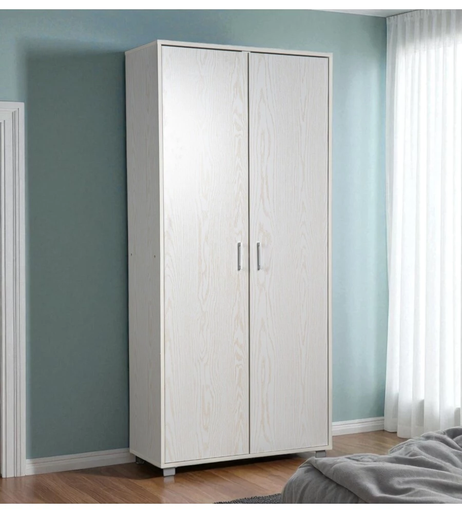ARMADIO 2 ANTE BATTENTI BELLAHOME IN LAMINATO BIANCO VENATO ALTO 78X35X170 CM