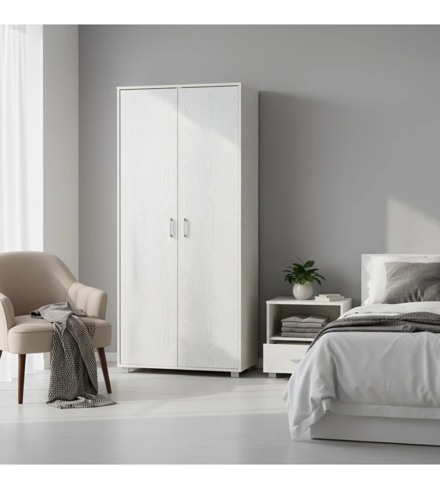 ARMADIO 2 ANTE BATTENTI BELLAHOME EFFETTO VENATO BIANCO 78X35X170 CM