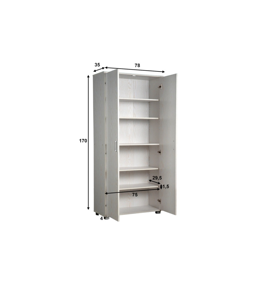 ARMADIO MULTIFUNZIONE BELLAHOME IN LAMINATO BIANCO VENATO ALTO 78X35X170 CM