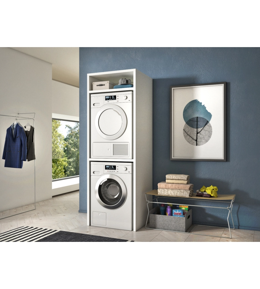 MOBILE PER LAVATRICE E ASCIUGATRICE BIANCO 70X64X203 CM