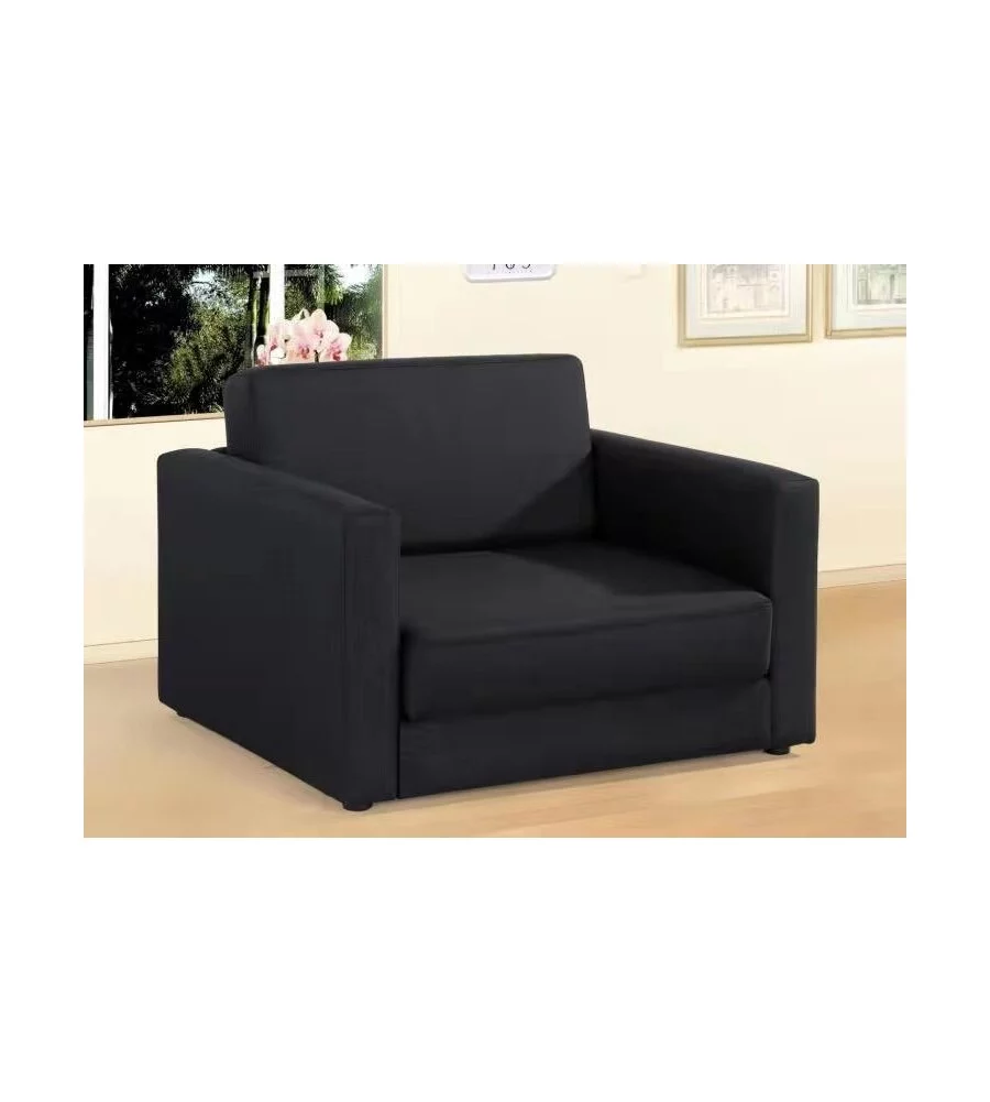 POLTRONA "PRINCE" 2 IN 1 TESSUTO NERO TRASFORMABILE IN LETTO, 71X84X50 CM