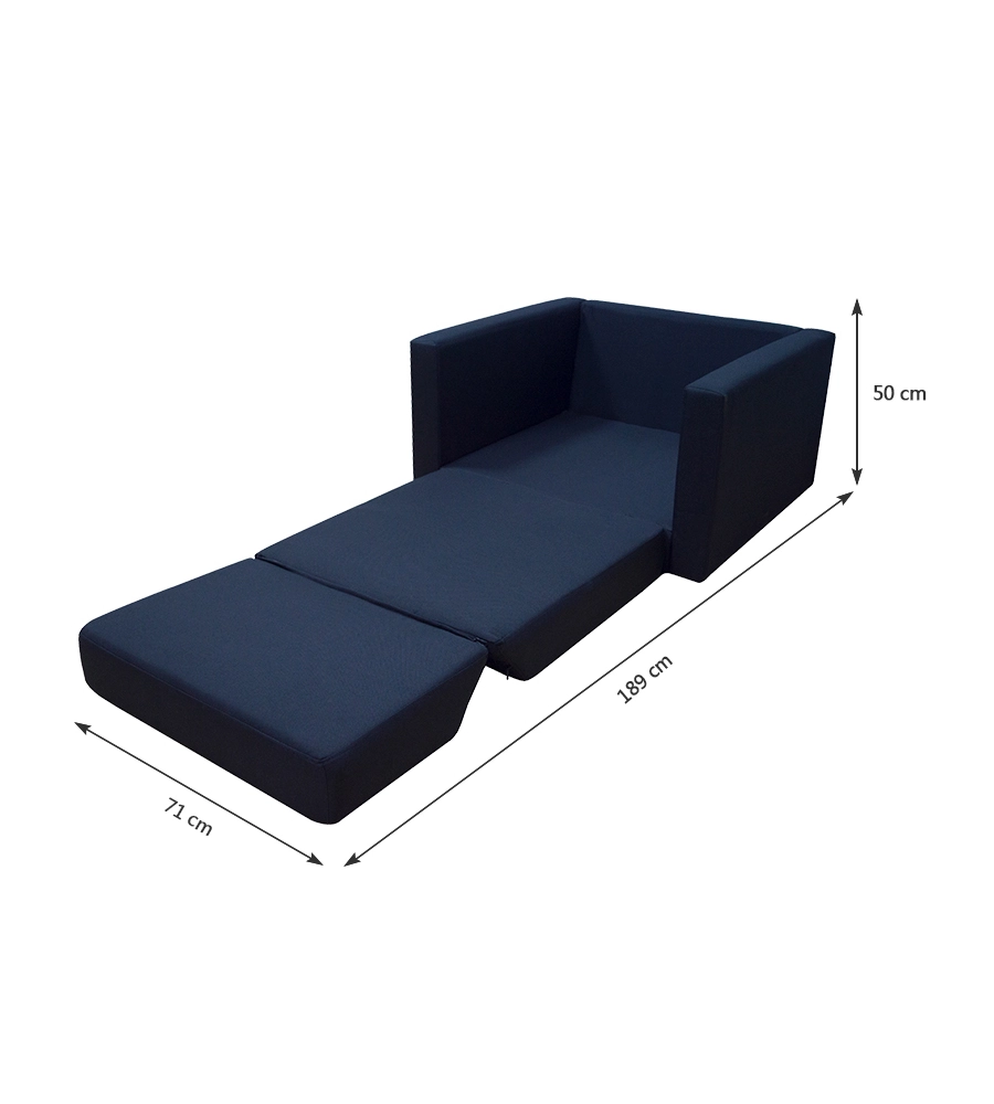 POLTRONA "PRINCE" 2 IN 1 TESSUTO NERO TRASFORMABILE IN LETTO, 71X84X50 CM