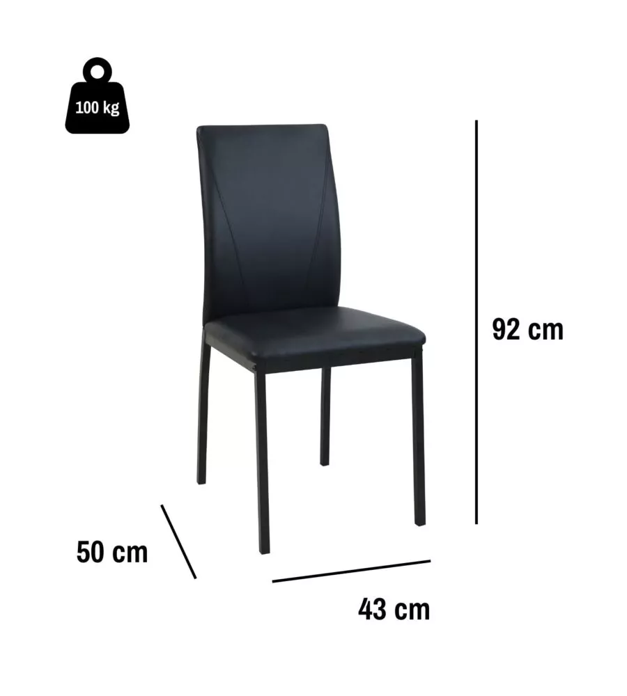 SET PRANZO BELLAHOME "MINORCA" NERO CON TAVOLO ESTENSIBILE IN VETRO 4 SEDUTE