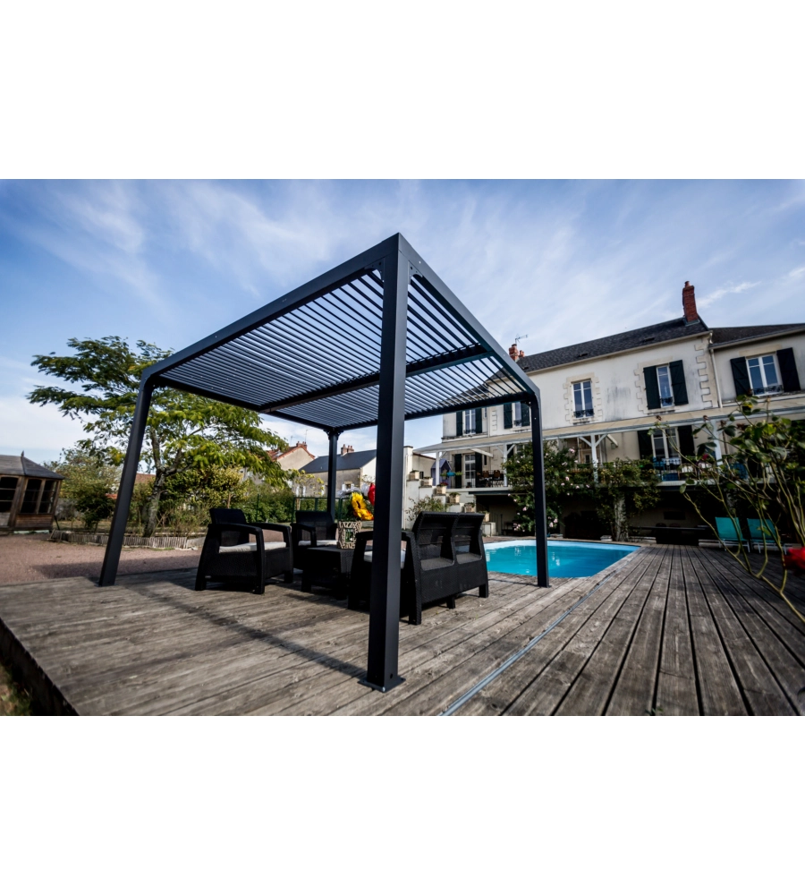 GAZEBO PERGOLA BIOCLIMATICA AUTOPORTANTE DA ESTERNO IN ALLUMINIO 3,6x3 M