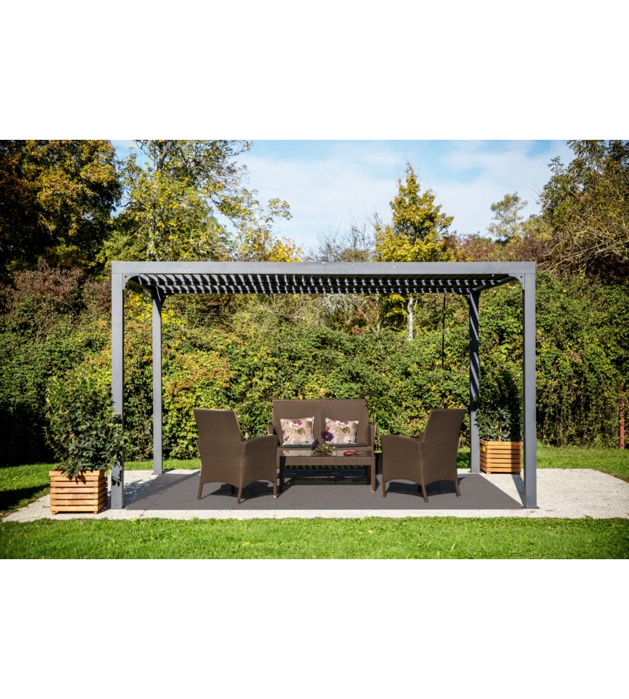 GAZEBO PERGOLA BIOCLIMATICA AUTOPORTANTE DA ESTERNO IN ALLUMINIO 3,6x3 M