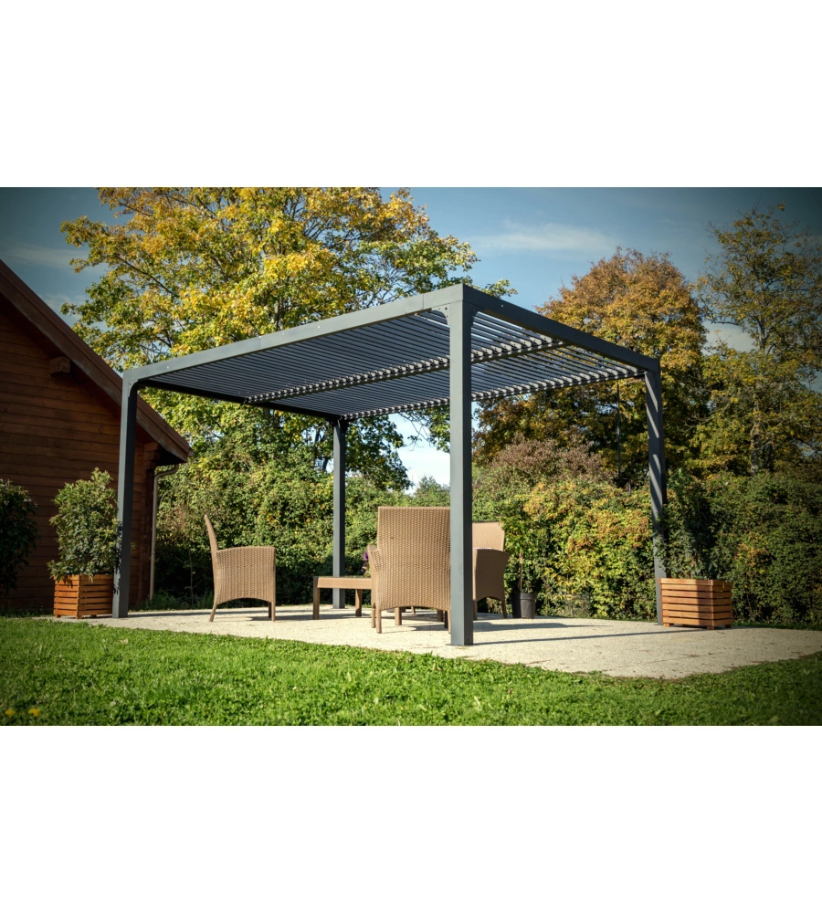 GAZEBO PERGOLA BIOCLIMATICA AUTOPORTANTE DA ESTERNO IN ALLUMINIO 3,6x3 M