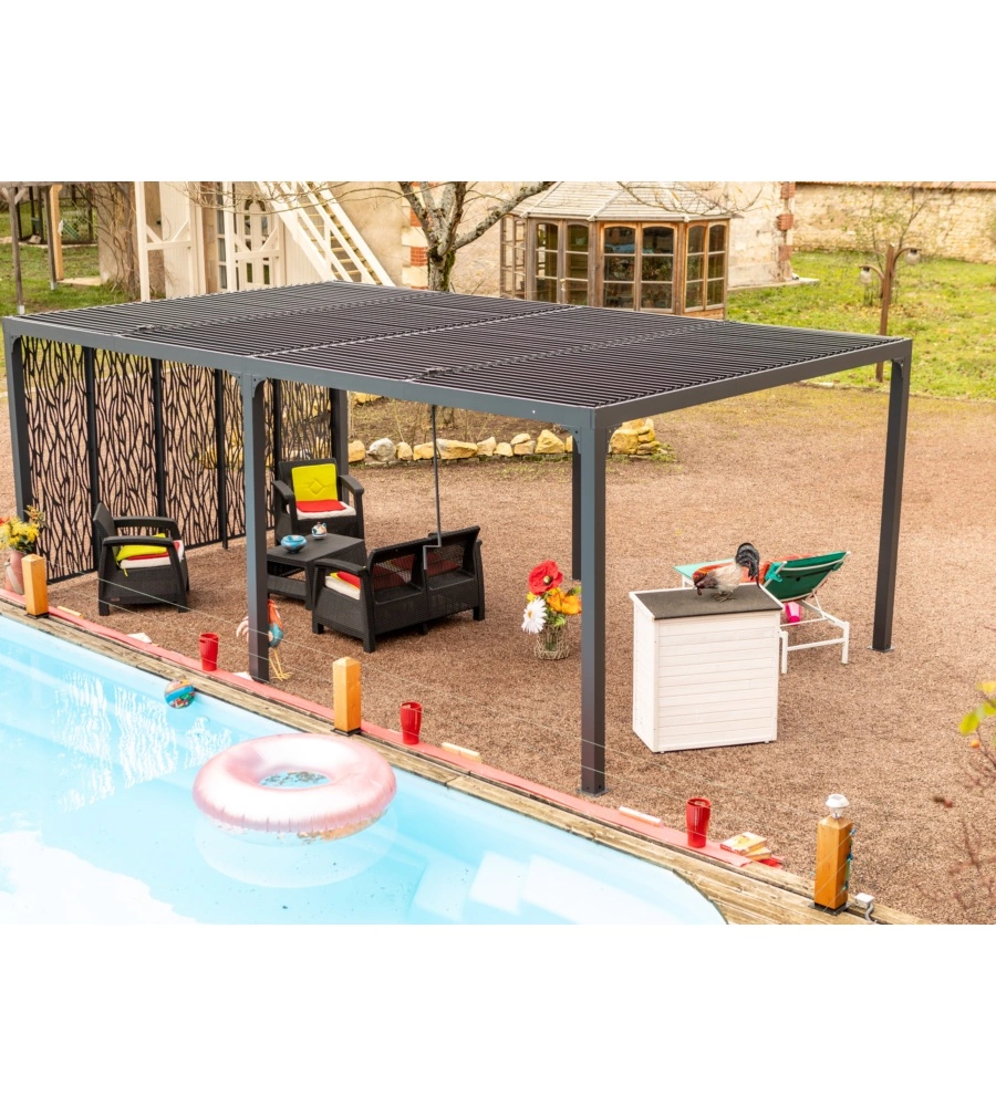 GAZEBO PERGOLA BIOCLIMATICA AUTOPORTANTE DA ESTERNO IN ALLUMINIO 5,98x3,60M