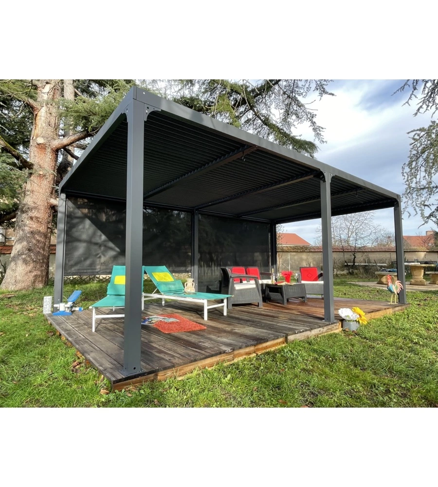 GAZEBO PERGOLA BIOCLIMATICA AUTOPORTANTE DA ESTERNO IN ALLUMINIO 5,98x3,60M