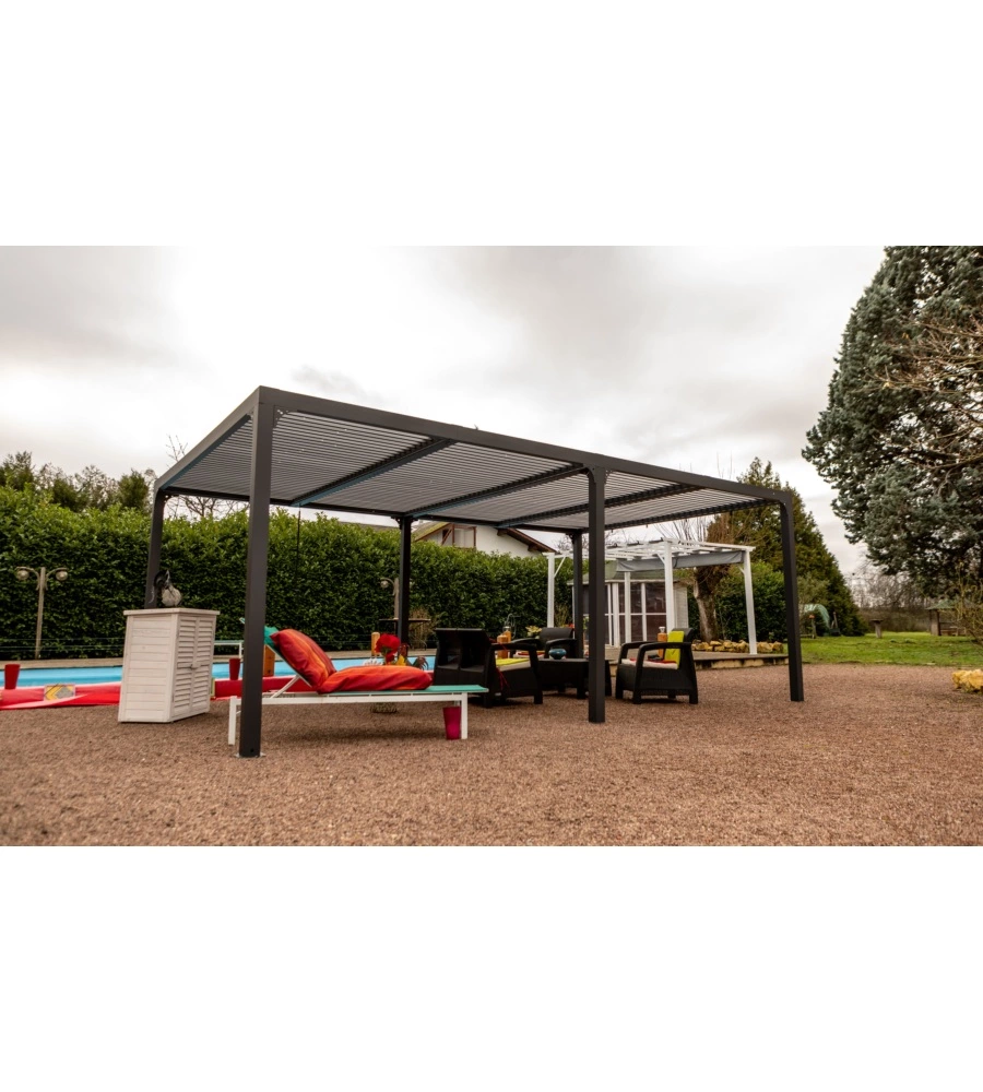 GAZEBO PERGOLA BIOCLIMATICA AUTOPORTANTE DA ESTERNO IN ALLUMINIO 5,98x3,60M