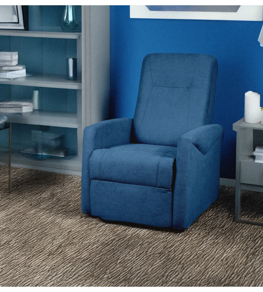 POLTRONA MASSAGGIANTE "SIENA" CON RECLINER ELETTRICO IN TESSUTO BLU, 75X93X105 CM