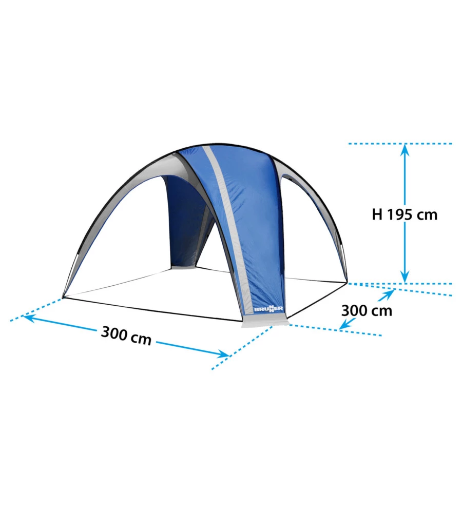 GAZEBO DA CAMPEGGIO BRUNNER "PAGODA" BLU 3X3 M