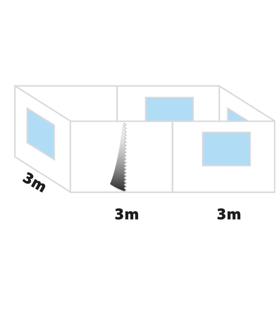 SET 4 PARETI LATERALI PER GAZEBO DA CAMPEGGIO "ZEBO ENJOY 2.0 E ZEBÒ ENJOY PRO BIANCO" IN POLIESTERE BIANCO 3X6 M