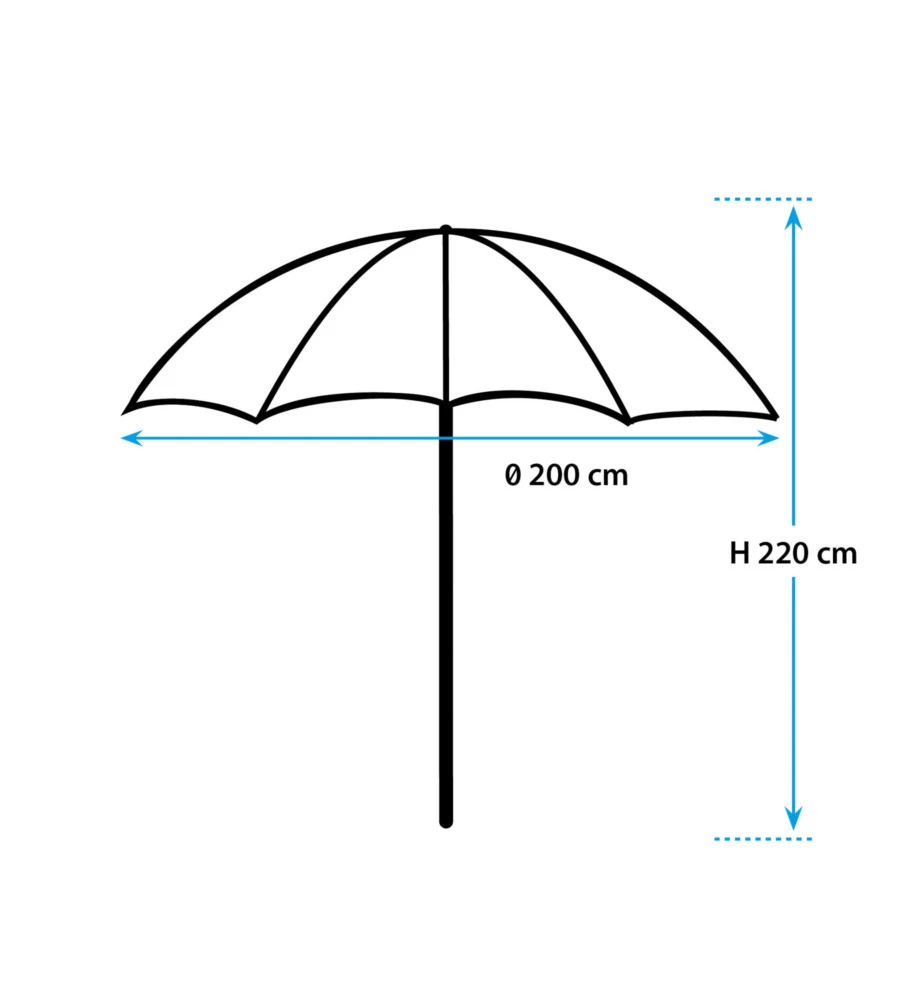 OMBRELLONE DA SPIAGGIA BRUNNER "SOLADO" IN ALLUMINIO E POLIESTERE AZZURRO DIAMETRO 200 CM
